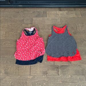 abercrombie kids Red & Navy Striped and Floral Tank Tops